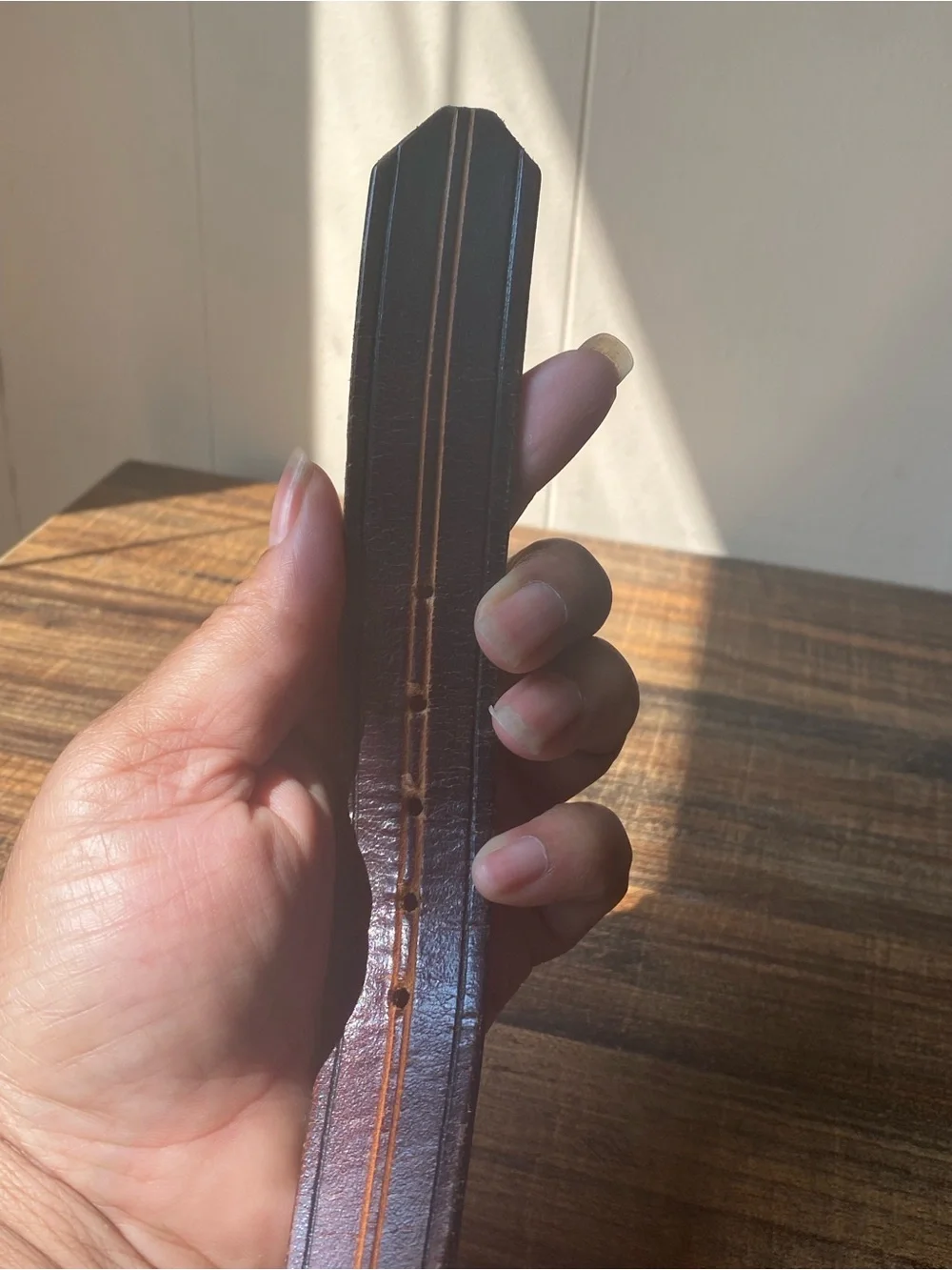 Vintage Handtooled Leather Belt, 34”